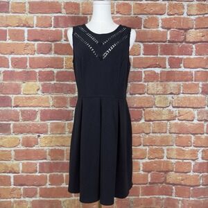 Maison Jules Black Fit and Flare Sleeveless Wide Strap Dress Size Large